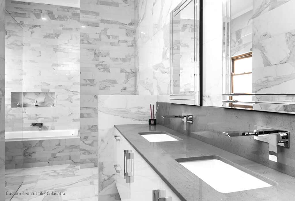 AMS Feature Tile – Custom Cut Calacatta